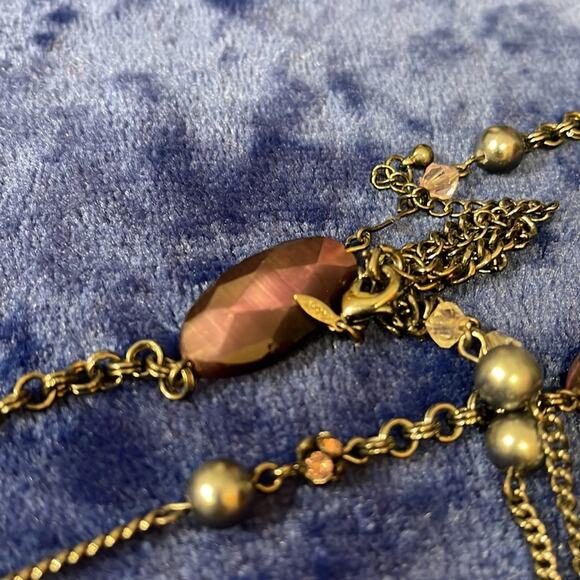 Set of 2 Beads & Metal Necklaces Purple Bronze - Picture 7 of 7